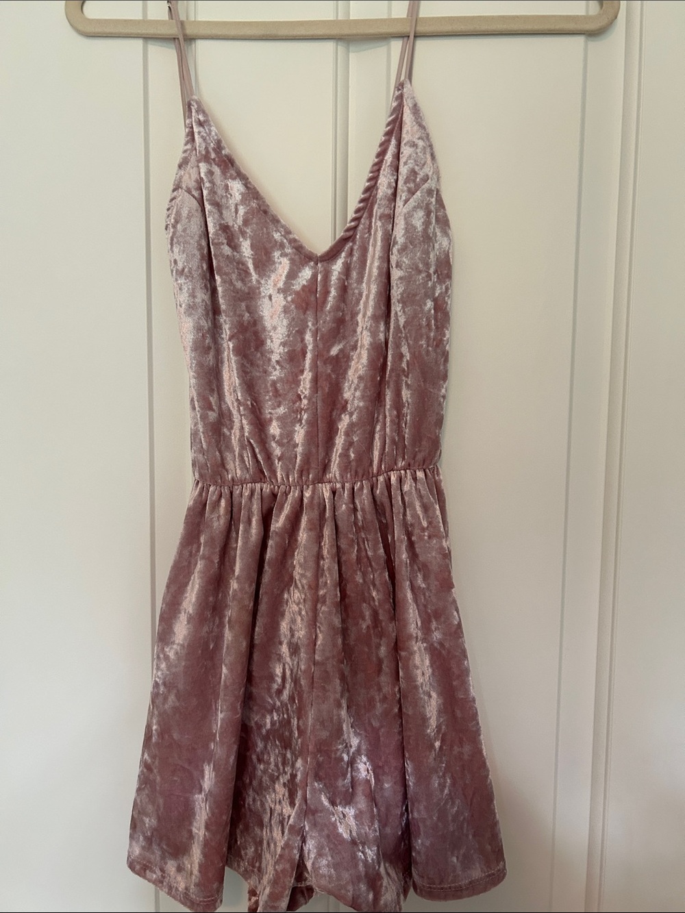 La Hearts Dusty Rose Crushed Velvet Spaghetti-Strap Dress